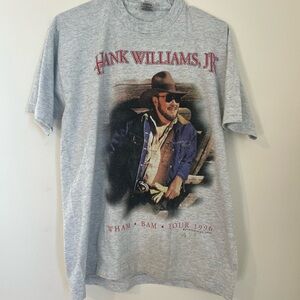 1996 Hank Williams Jr Wham Bam Tour Gray Graphic T-Shirt